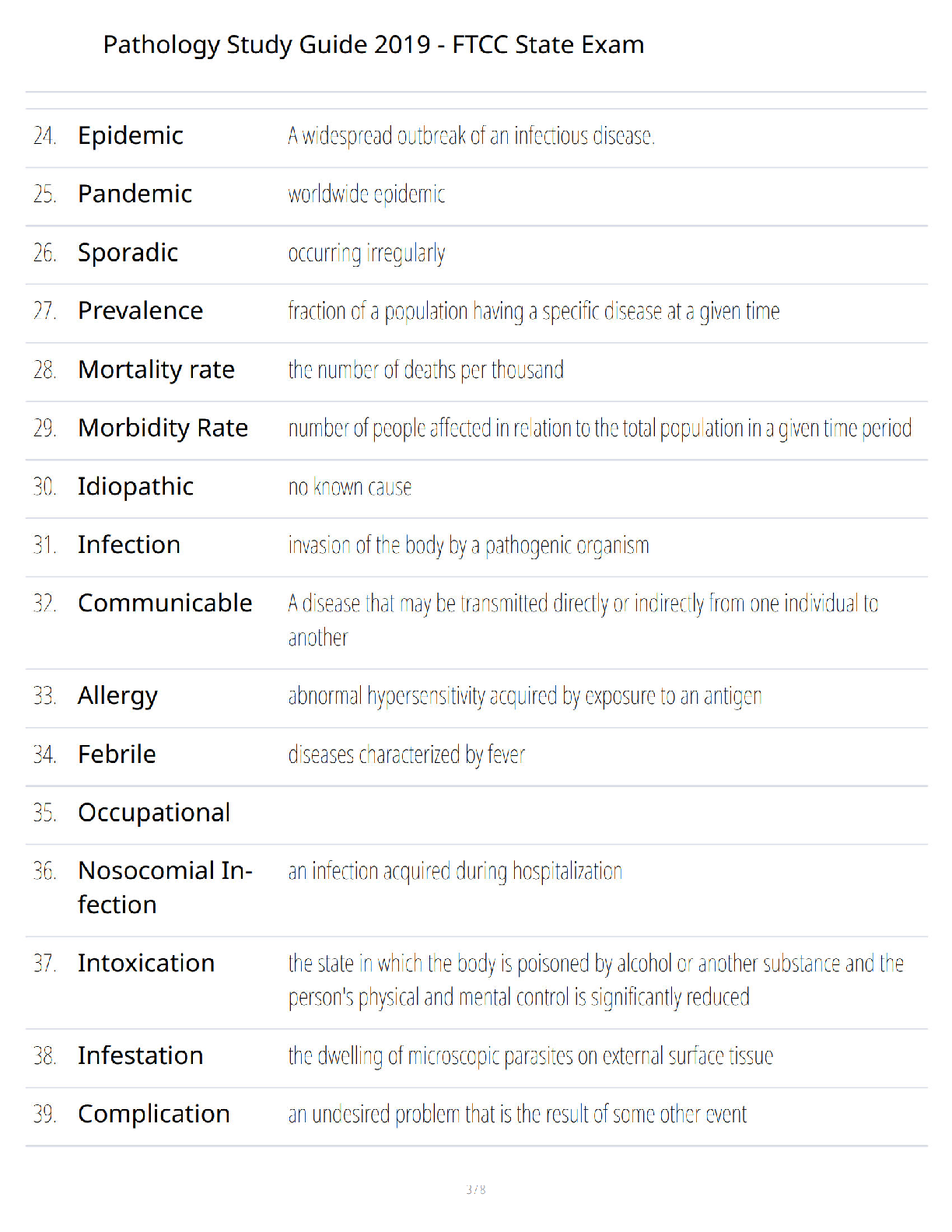 Preview page 3 of Pathology Study Guide 2019 - FTCC State Exam - Comprehensive Review - Verified Questions and Answers - A+ Guaranteed Exa