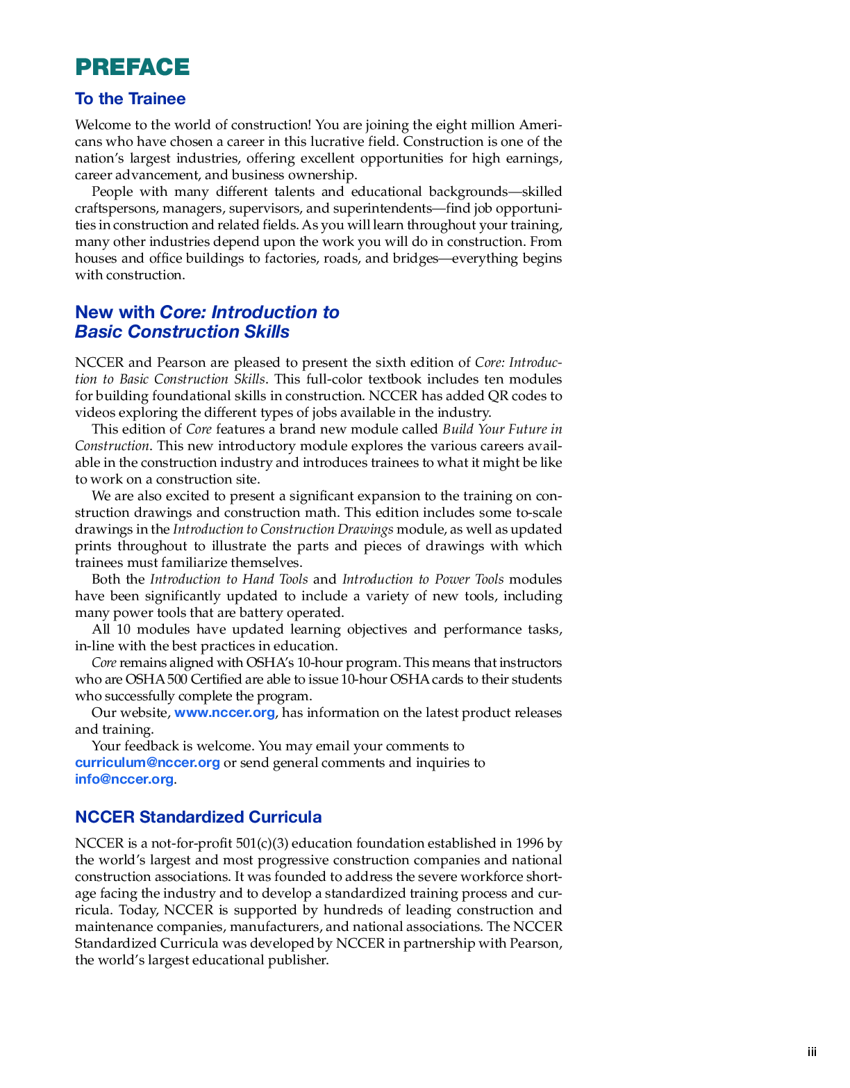 Preview page 3 of eBook PDF Core Introduction to Basic Construction Skills 6th Edition By NCCER