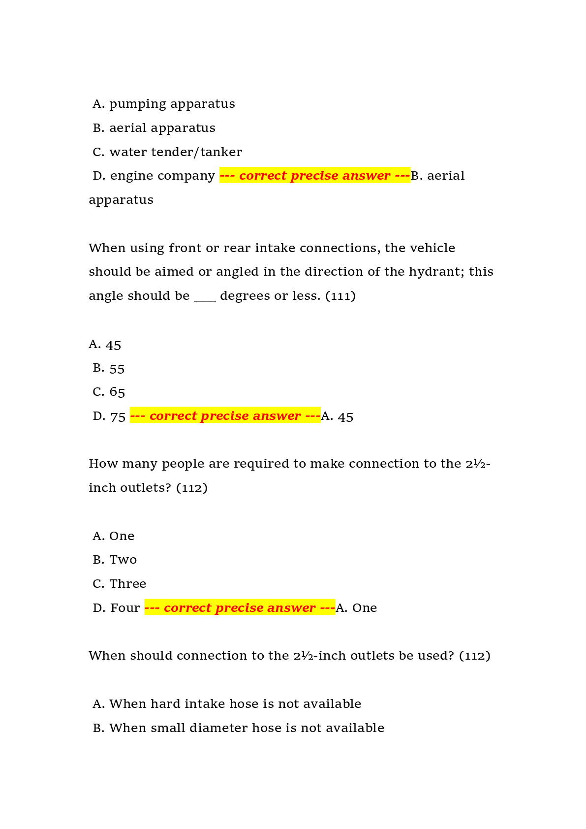 Preview page 4 of Driver/Operator IFSTA Written Test Exam Questions and Answers (DOP) Complete Practice Exam & Study Guide