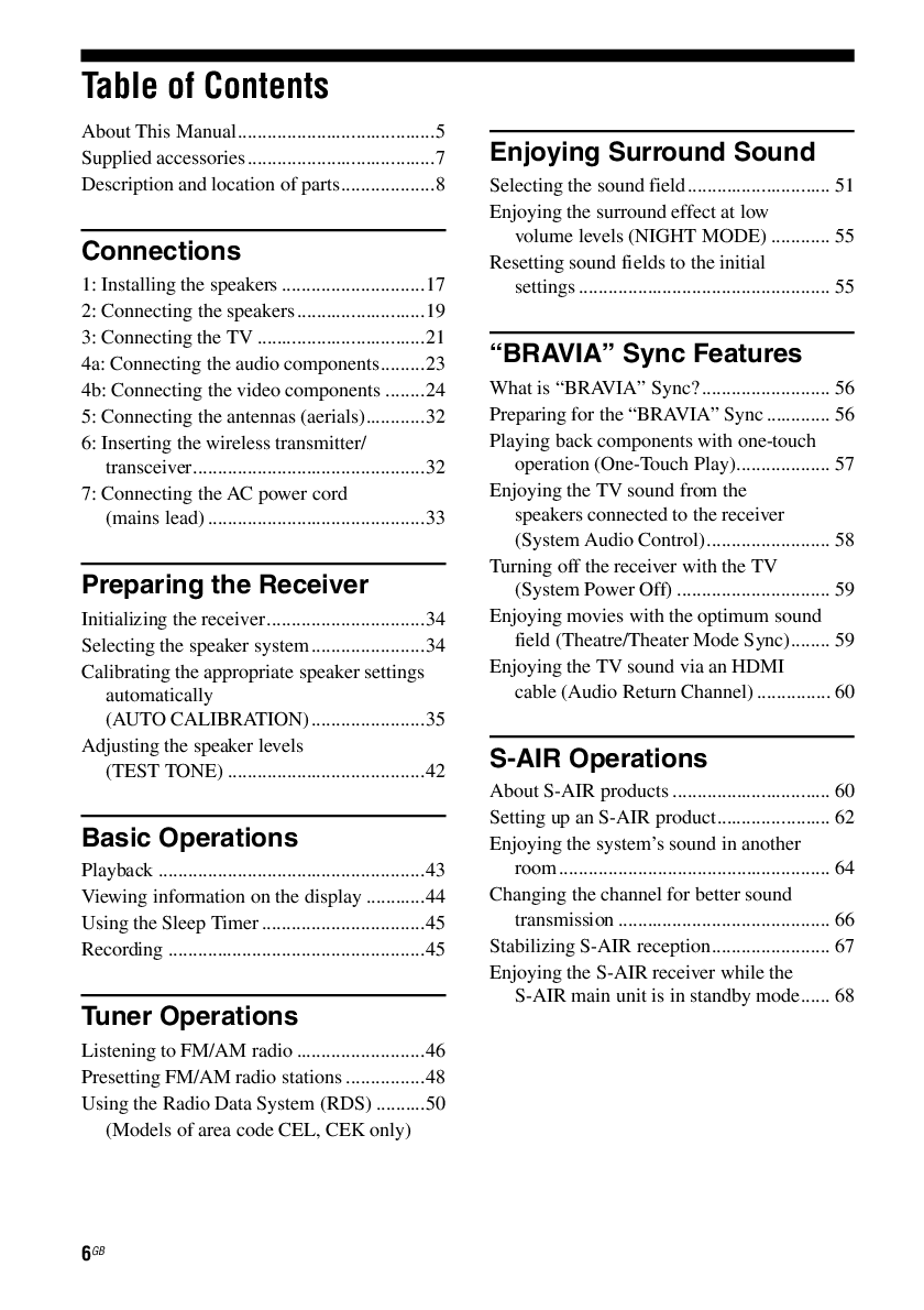 Preview page 2 of Sony STR-DH810 AV Receiver owner instruction manual