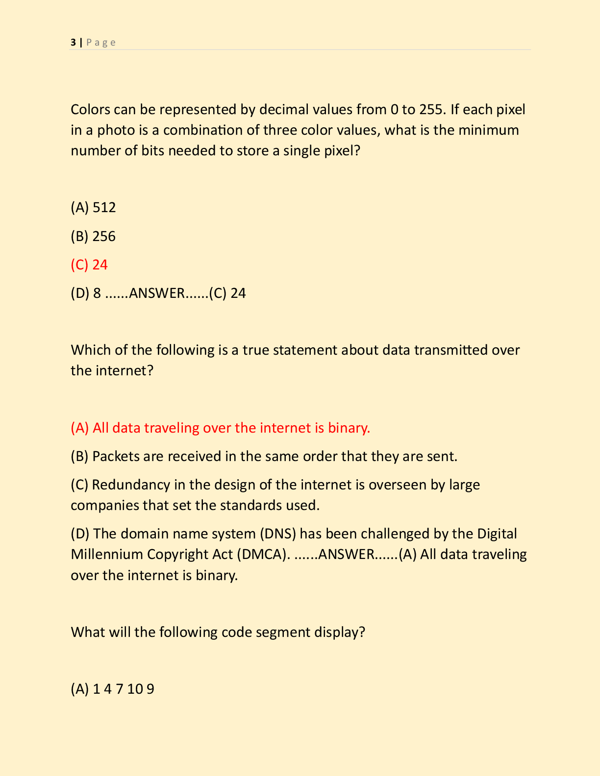 Preview page 2 of COMPUTER SCIENCE PRINCIPLES FINAL EXAM  | ACCURATE  REAL EXAM CURRENTLY TESTING AND FREQUENTLY TESTING  EXAM QUESTIONS W