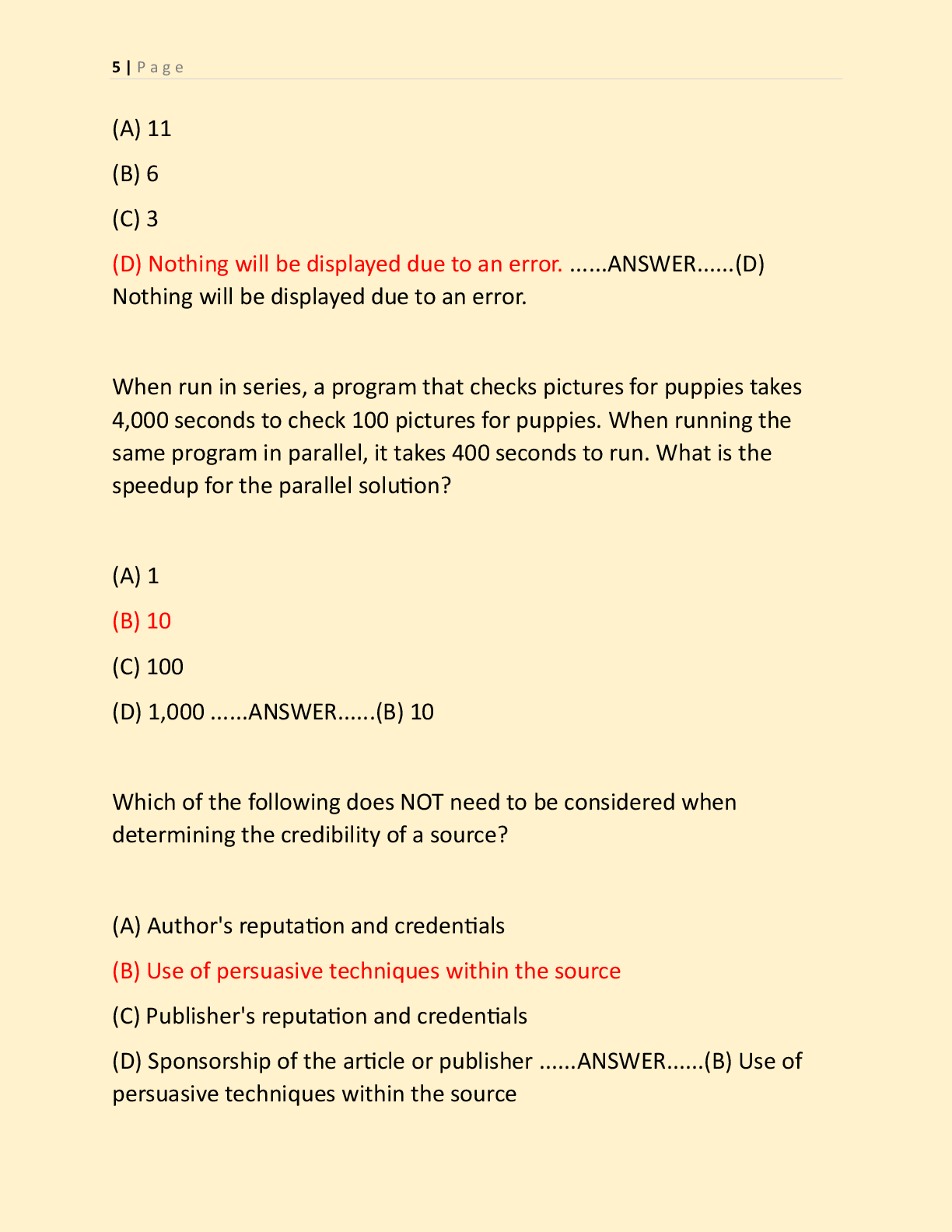 Preview page 4 of COMPUTER SCIENCE PRINCIPLES FINAL EXAM  | ACCURATE  REAL EXAM CURRENTLY TESTING AND FREQUENTLY TESTING  EXAM QUESTIONS W