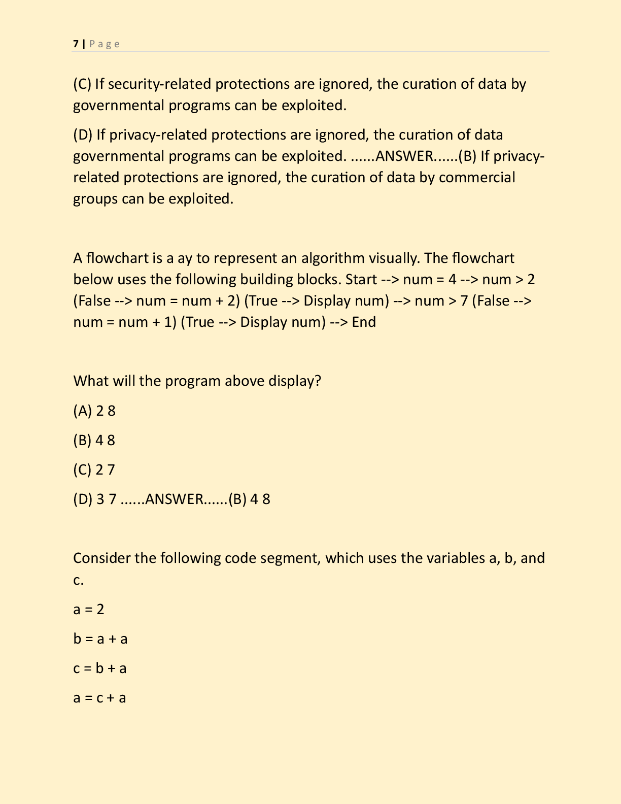 Preview page 6 of COMPUTER SCIENCE PRINCIPLES FINAL EXAM  | ACCURATE  REAL EXAM CURRENTLY TESTING AND FREQUENTLY TESTING  EXAM QUESTIONS W