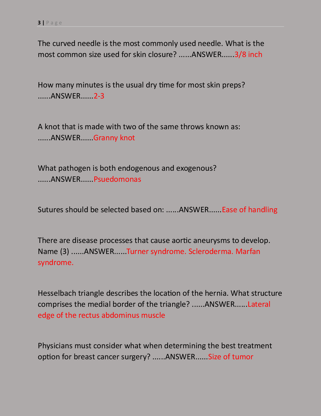 Preview page 3 of Final Practice Test for RNFA Exam with 550 Practice  Questions and Correct Answers Latest | RNFA -  Registered Nurse Fir