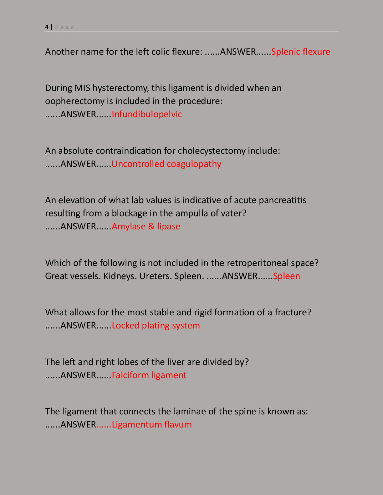 Preview page 4 of Final Practice Test for RNFA Exam with 550 Practice  Questions and Correct Answers Latest | RNFA -  Registered Nurse Fir