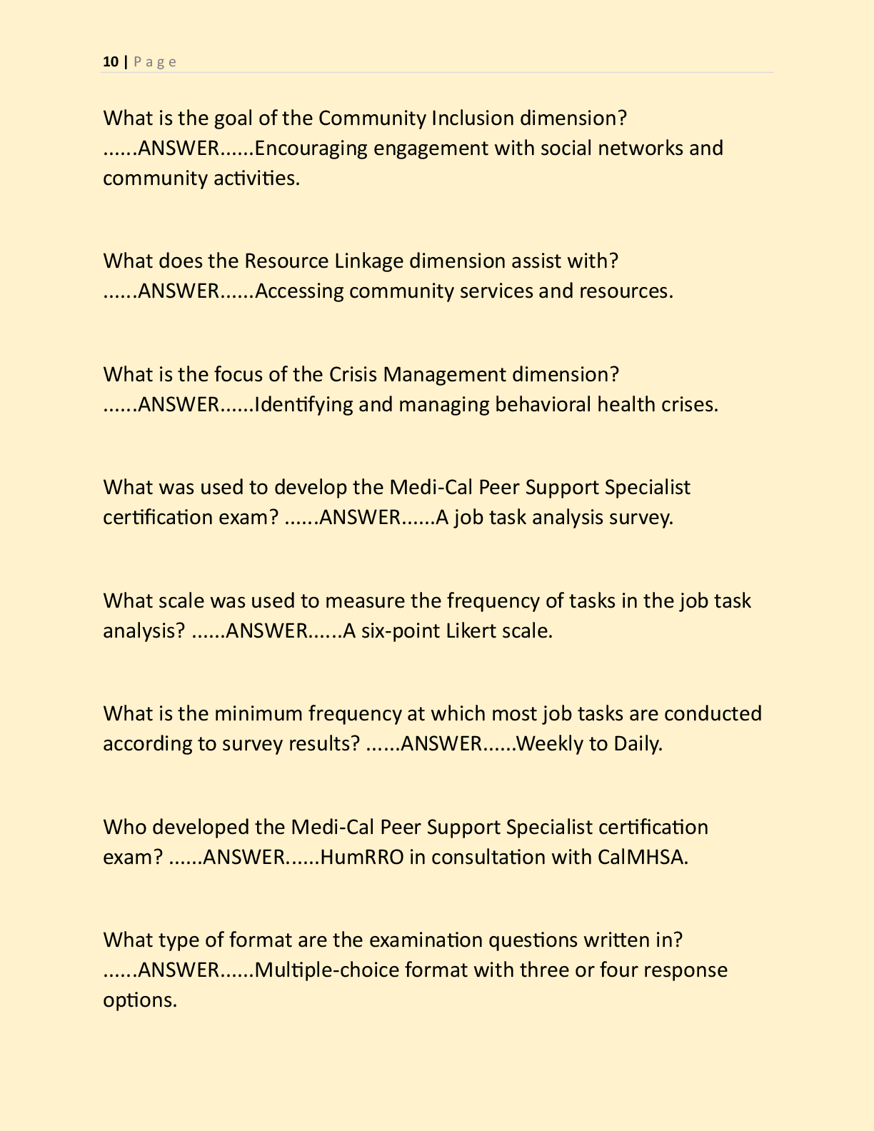 Preview page 8 of PEER SUPPORT SPECIALIST CERTIFICATION EXAM STUDY  GUIDE TEST BANK FINAL REVIEW EXAM NEWEST EXAM  WITH COMPLETE QUESTIONS