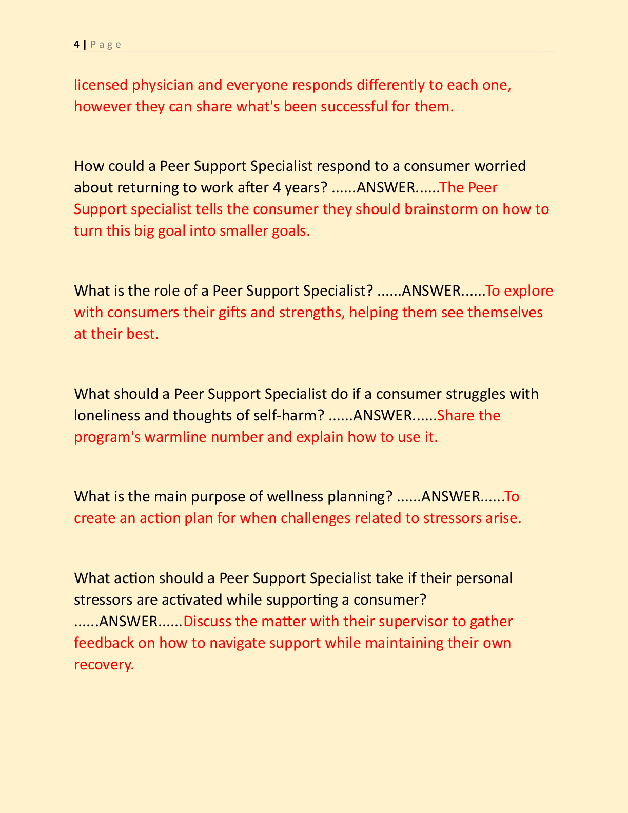Preview page 3 of PEER SUPPORT SPECIALIST CERTIFICATION EXAM STUDY  GUIDE TEST BANK FINAL REVIEW EXAM NEWEST EXAM  WITH COMPLETE QUESTIONS