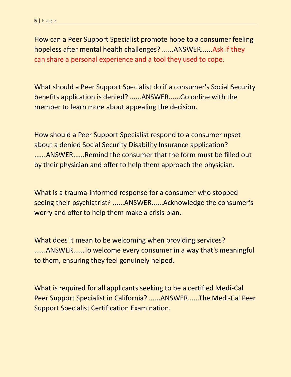 Preview page 4 of PEER SUPPORT SPECIALIST CERTIFICATION EXAM STUDY  GUIDE TEST BANK FINAL REVIEW EXAM NEWEST EXAM  WITH COMPLETE QUESTIONS