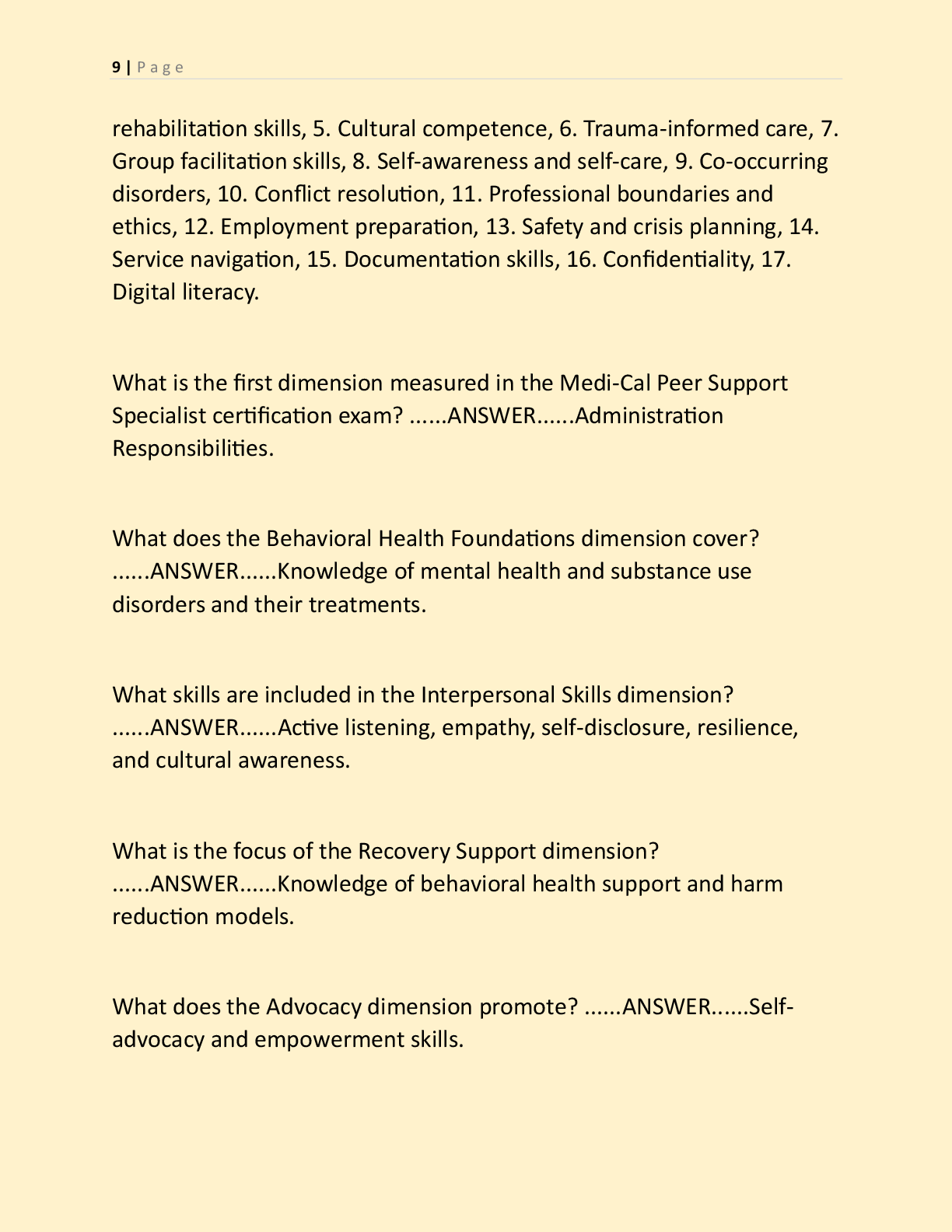 Preview page 7 of PEER SUPPORT SPECIALIST CERTIFICATION EXAM STUDY  GUIDE TEST BANK FINAL REVIEW EXAM NEWEST EXAM  WITH COMPLETE QUESTIONS