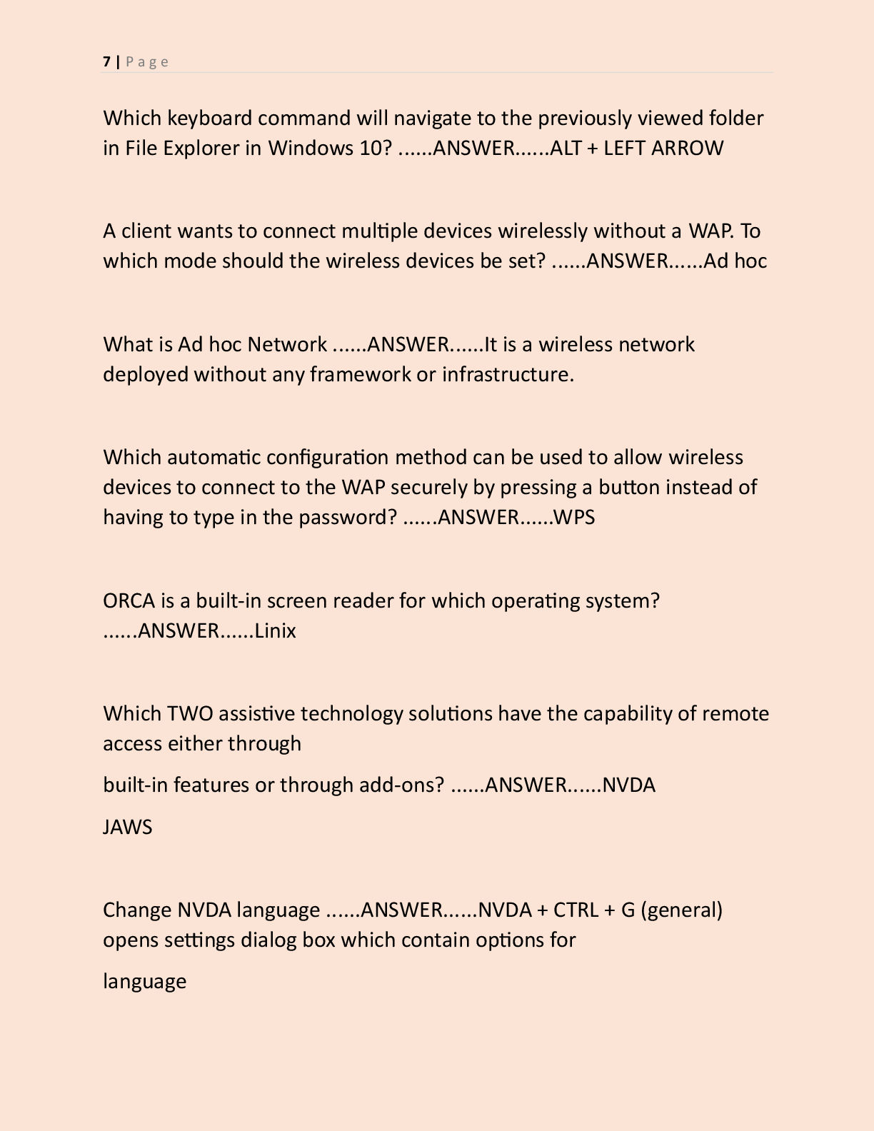 Preview page 6 of ACVREP O&M PRACTICE TEST QUESTIONS ORIENTATION  AND MOBILITY SPECIALIST CERTIFICATION EXAM PREP  FALL SEMESTER 2026/2027