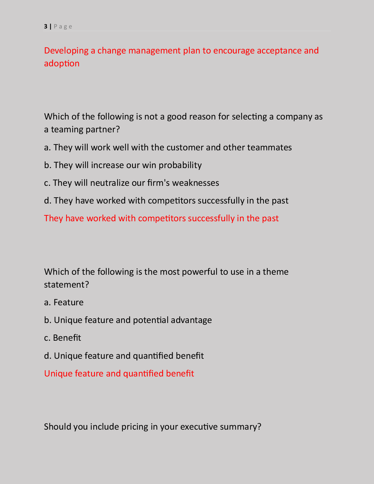 Preview page 3 of APMP Foundation-Level Certification EXAM, QUESTIONS  WITH ACCURATE ANSWERS | MULTIPLE CHOICES  |!!|100% Verified solutio