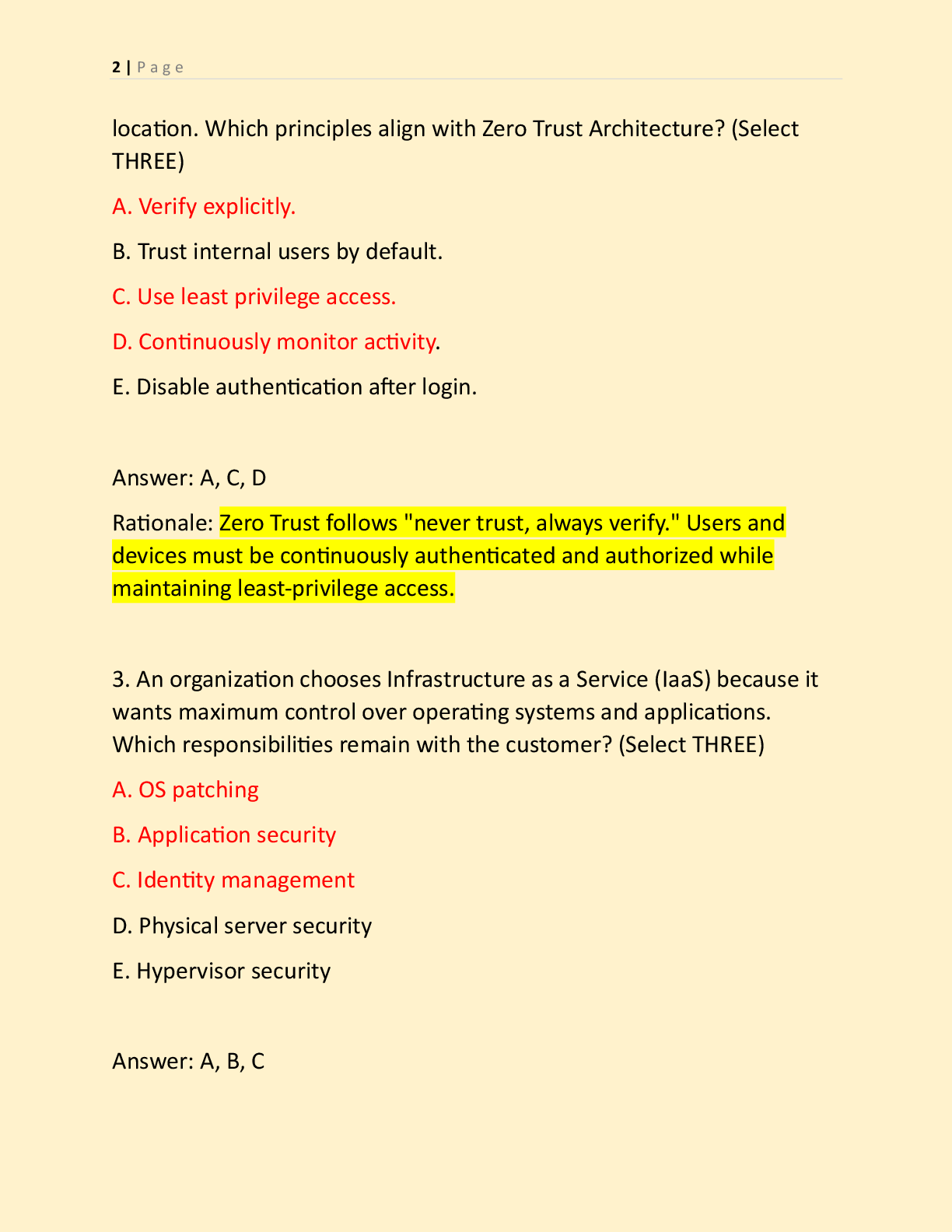 Preview page 2 of WGU E025 OBJECTIVE ASSESSMENT NEWEST 2026  ACTUAL EXAM| E025 CLOUD AND NETWORK SECURITY  MODELS OA EXAM WITH EXAM QUESTI