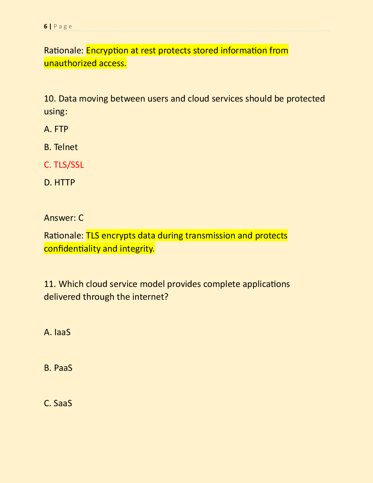 Preview page 6 of WGU E025 OBJECTIVE ASSESSMENT NEWEST 2026  ACTUAL EXAM| E025 CLOUD AND NETWORK SECURITY  MODELS OA EXAM WITH EXAM QUESTI