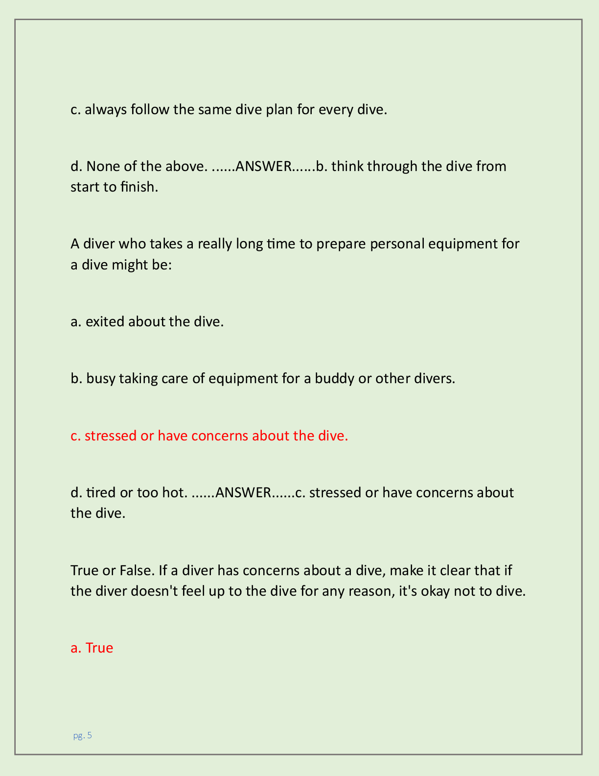 Preview page 5 of DIVEMASTER FINAL EXAM A COMPLETE TEST , PRACTICE  QUESTIONS, VERIFIED ANSWER KEY, AND STUDY GUIDE  FOR (LATEST 2026 EDIT