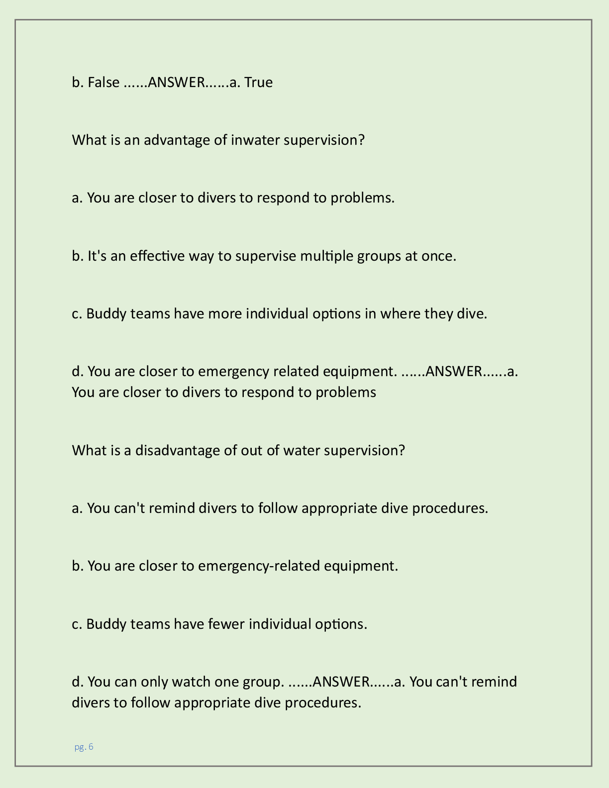 Preview page 6 of DIVEMASTER FINAL EXAM A COMPLETE TEST , PRACTICE  QUESTIONS, VERIFIED ANSWER KEY, AND STUDY GUIDE  FOR (LATEST 2026 EDIT