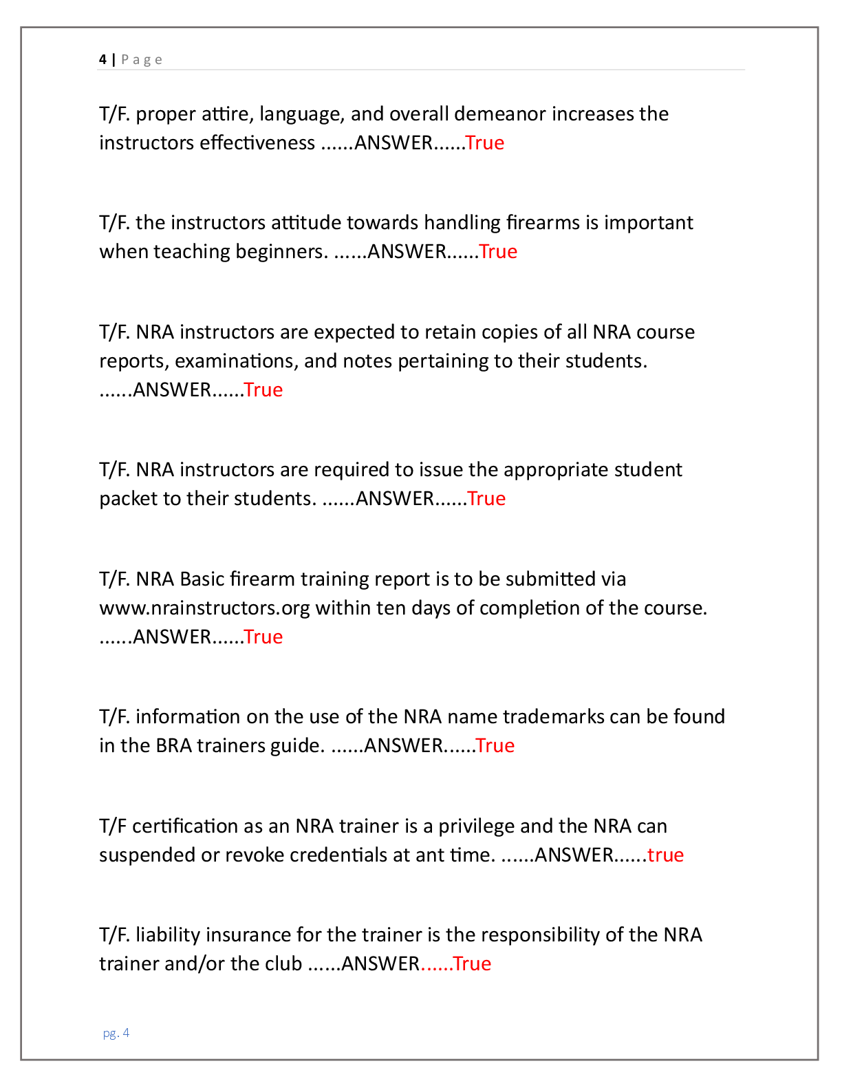 Preview page 3 of NRA INSTRUCTORS COURSE TEST 2026 WITH 200  QUESTIONS AND CORRECT ANSWERS INCLUDING NRA  BASIC PISTOL SHOOTING TEST PRACT