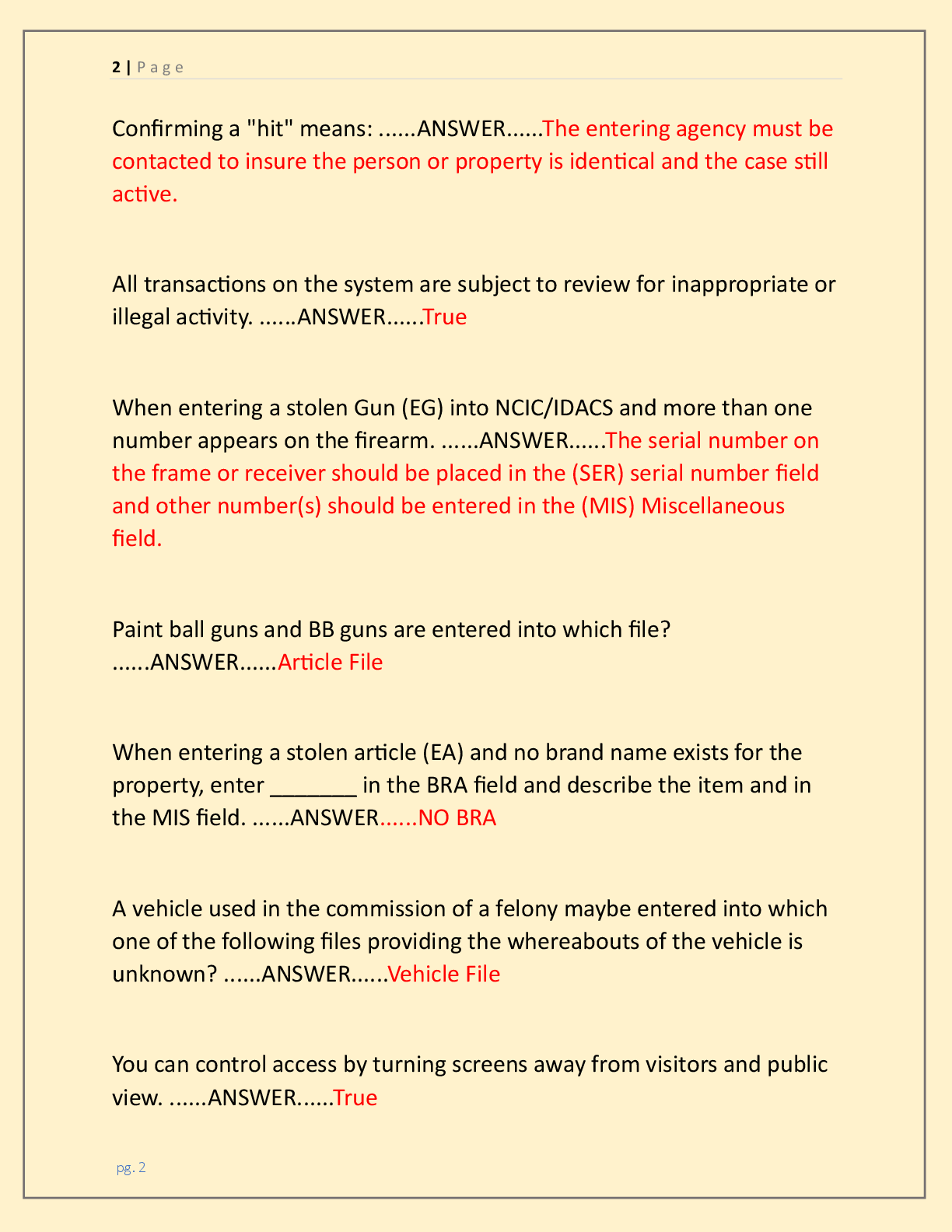 Preview page 2 of IDACS EXAM | COMPLETE QUESTIONS WITH 100%  GRADED EXPERT SOLUTIONS | 100% CORRECT | GET A+