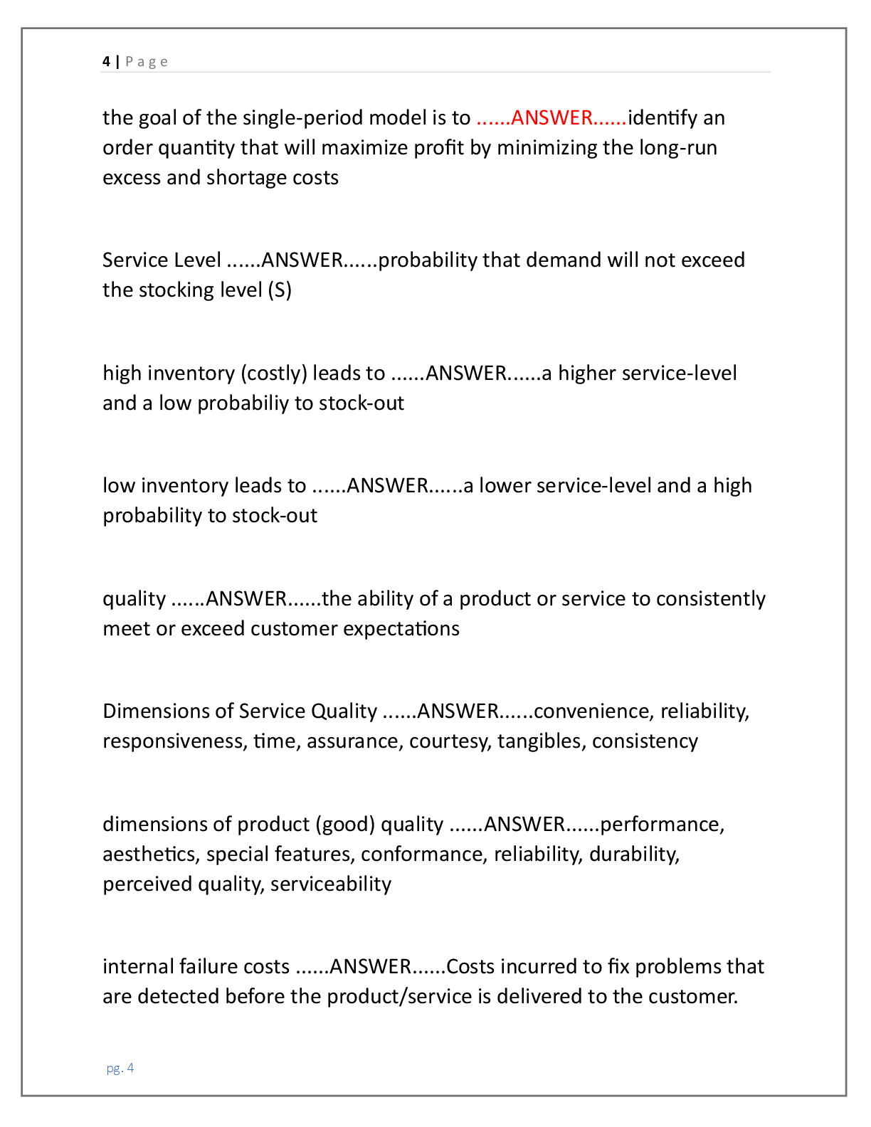 Preview page 4 of OSCM 373 EXAM 3 |2COMPLETE QUESTIONS WITH 100%  GRADED EXPERT SOLUTIONS | 100% CORRECT | GET A+