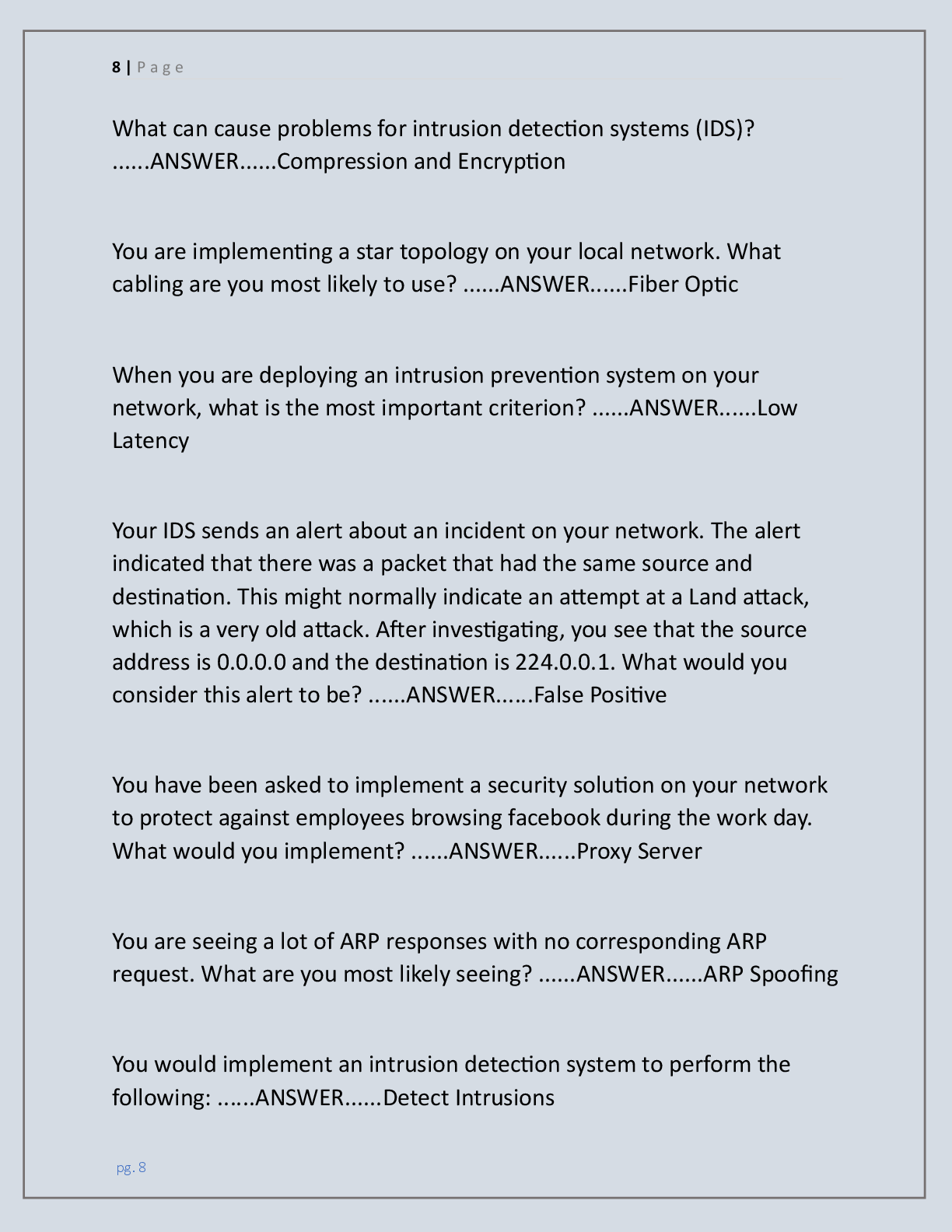 Preview page 8 of GSEC EXAM |COMPLETE QUESTIONS WITH 100%  GRADED EXPERT SOLUTIONS | 100% CORRECT | GET A+