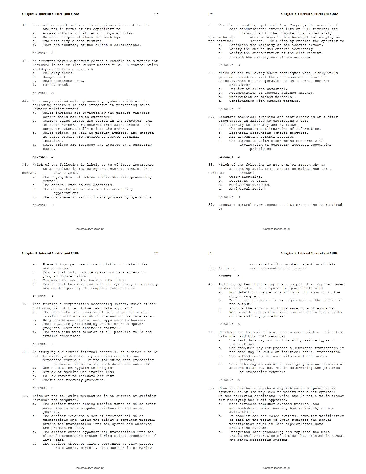 Preview page 2 of Ch08 Internal Control and CBIS Quiz Answers Study Guide / Score 100% / New Version / 2025 Update