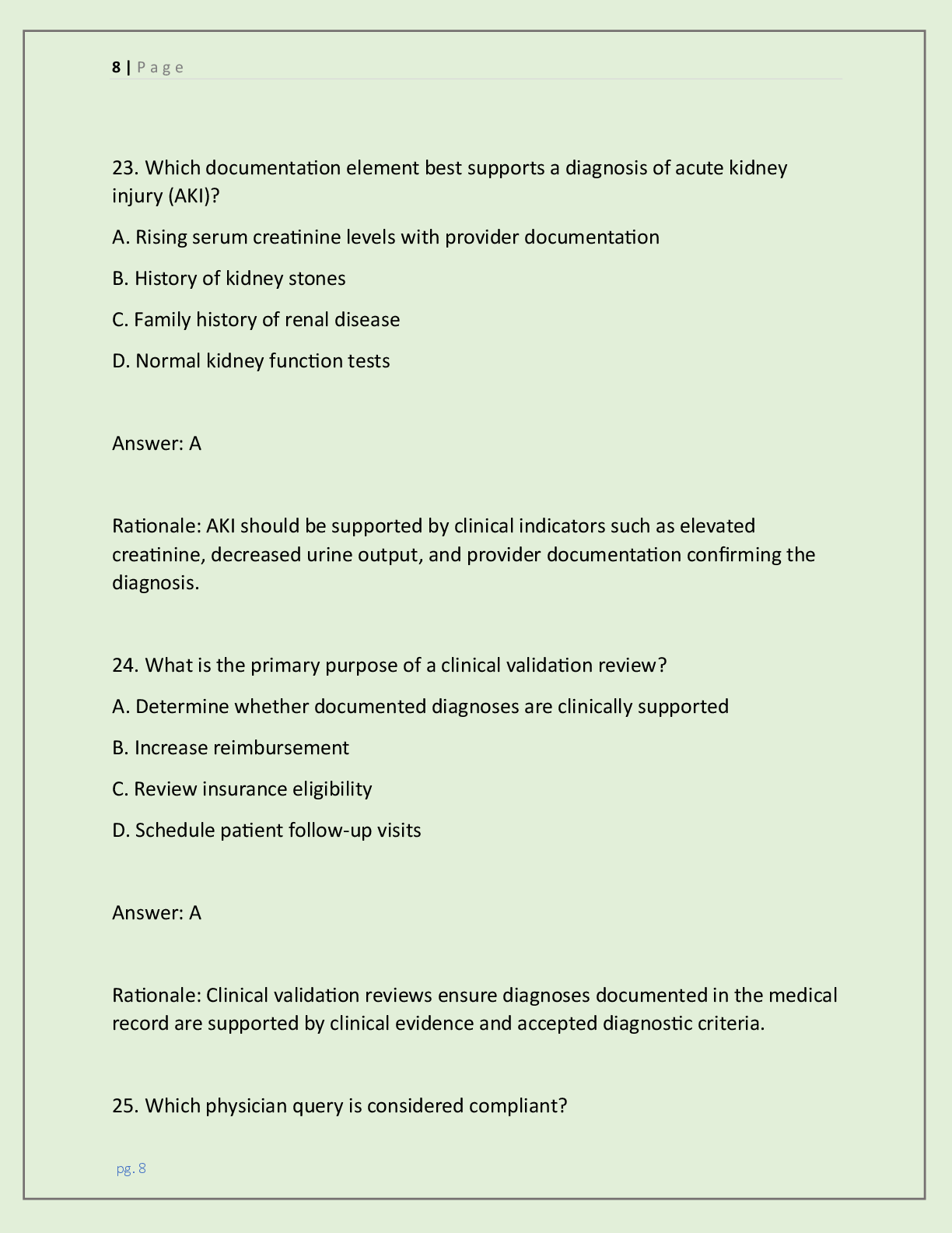 Preview page 8 of CDIP EXAM 2026 (CERTIFIED DOCUMENTATION  INTEGRITY PRACTITIONER) CONTAINS 200 QUESTIONS  AND CORRECT, DETAILED & VERIFIE