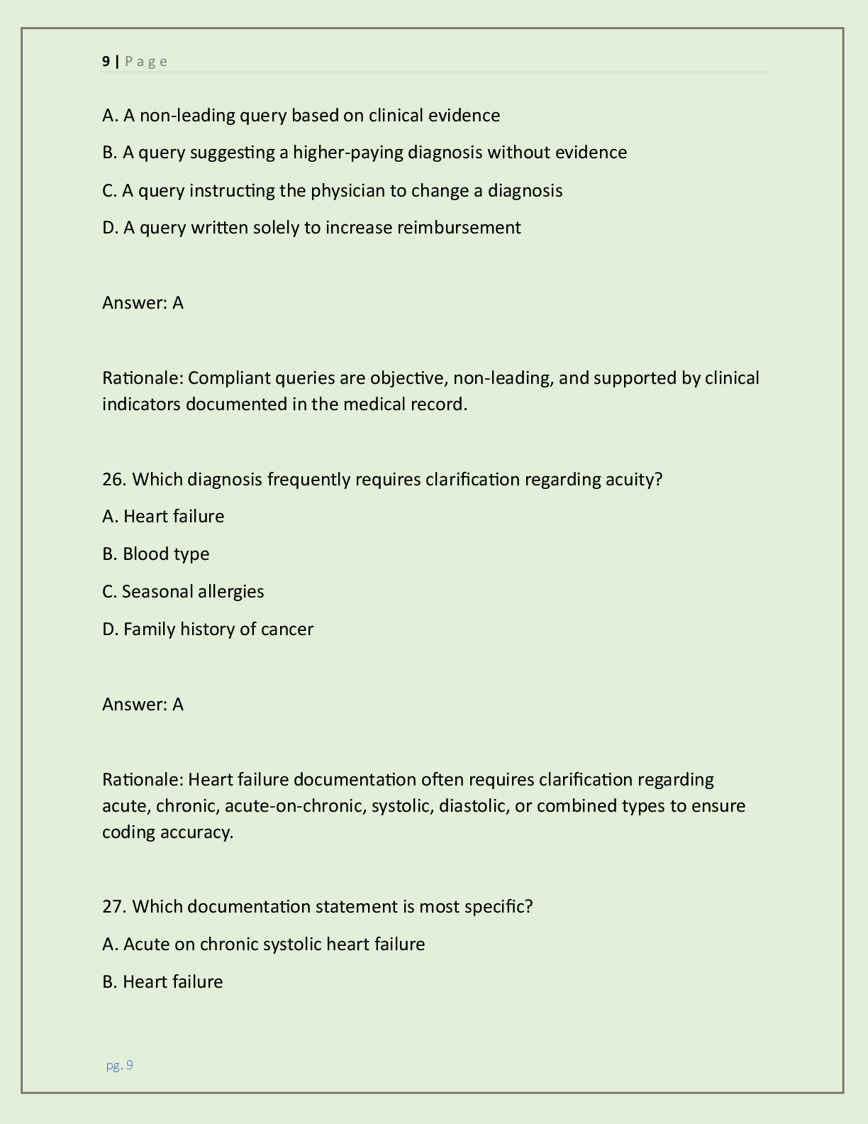Preview page 9 of CDIP EXAM 2026 (CERTIFIED DOCUMENTATION  INTEGRITY PRACTITIONER) CONTAINS 200 QUESTIONS  AND CORRECT, DETAILED & VERIFIE
