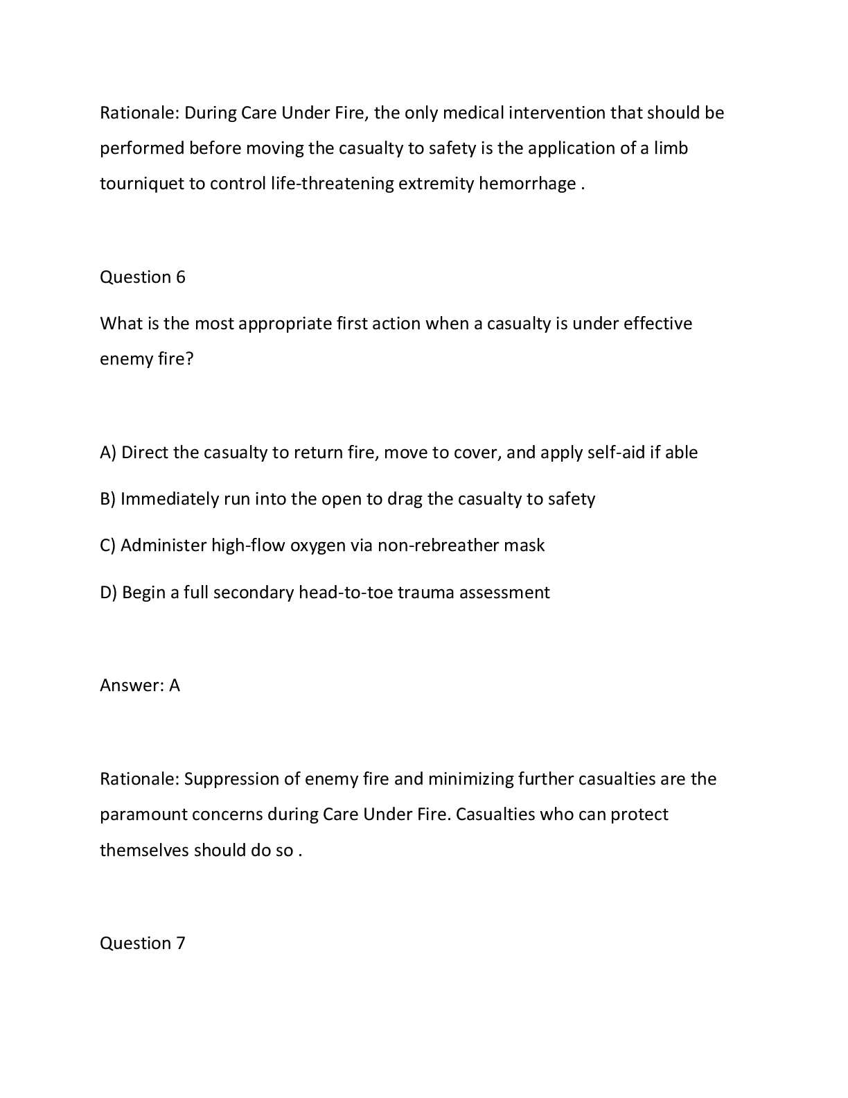 Preview page 5 of TCCC Certification Exam 200 Practice Questions with Verified Answers and Rationales