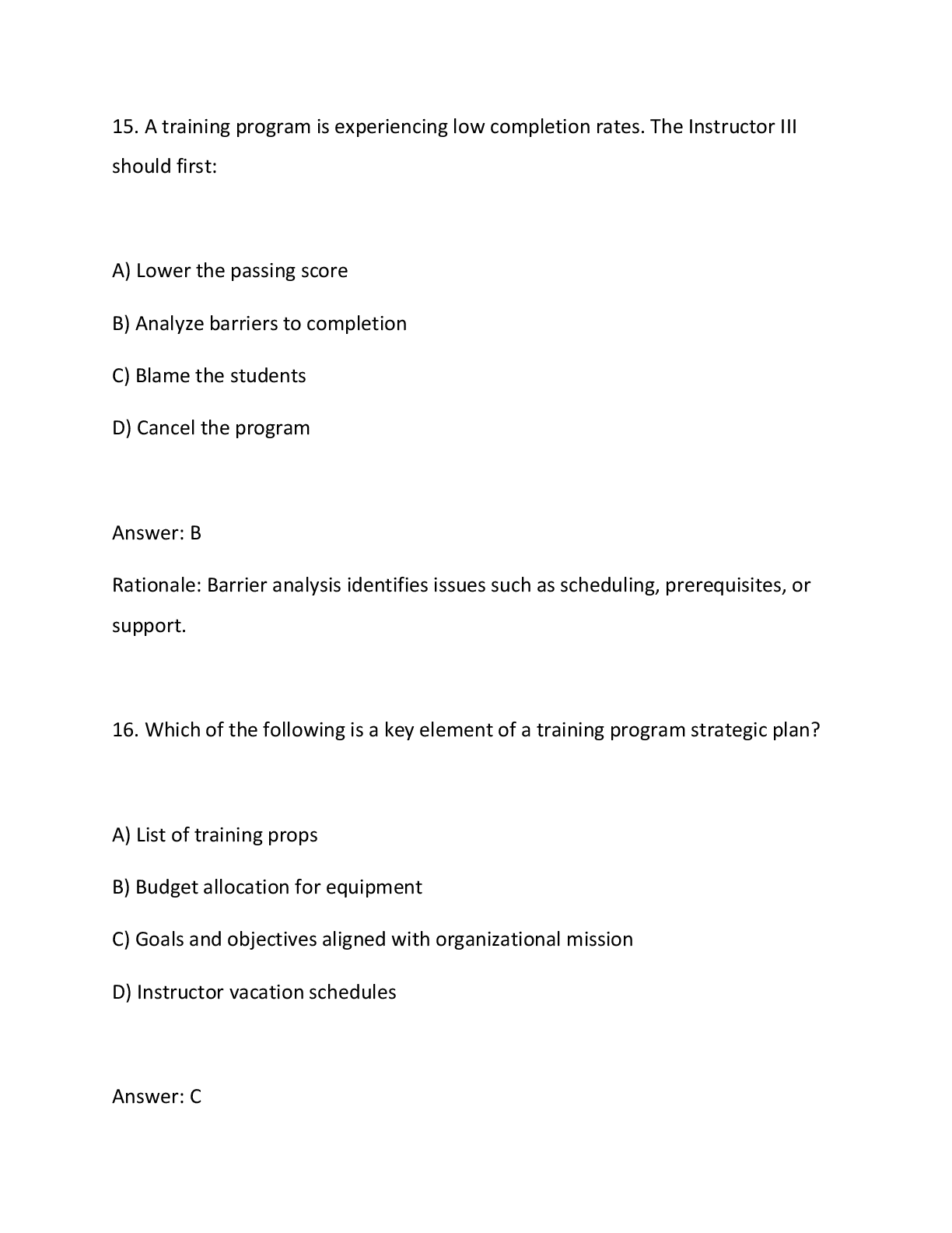 Preview page 8 of Florida Fire Instructor III Exam Updated Study Guide, Practice Questions, .