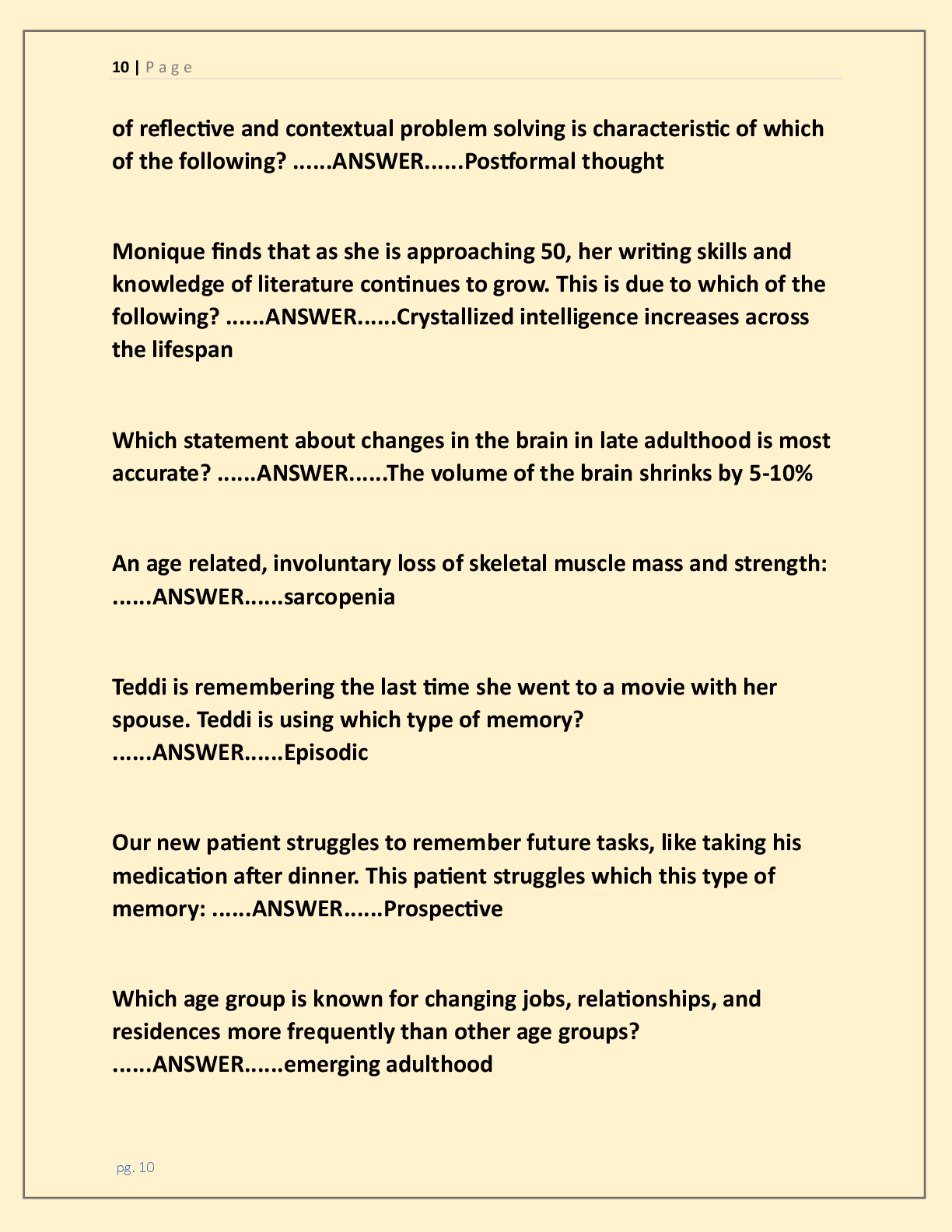 Preview page 10 of WGU D202 Human Growth and Development Exam  Study Guide 2026/2027 Latest Exam Update | Most  Tested Exam Questions with