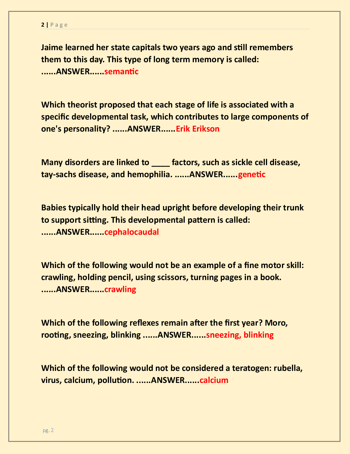 Preview page 2 of WGU D202 Human Growth and Development Exam  Study Guide 2026/2027 Latest Exam Update | Most  Tested Exam Questions with