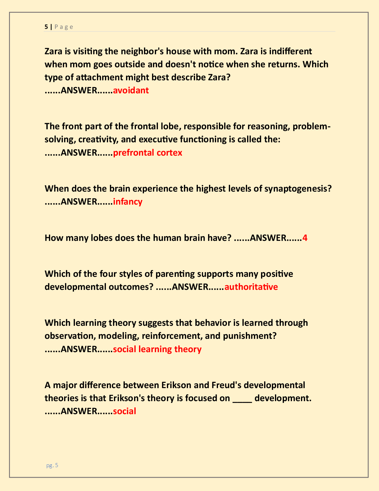 Preview page 5 of WGU D202 Human Growth and Development Exam  Study Guide 2026/2027 Latest Exam Update | Most  Tested Exam Questions with