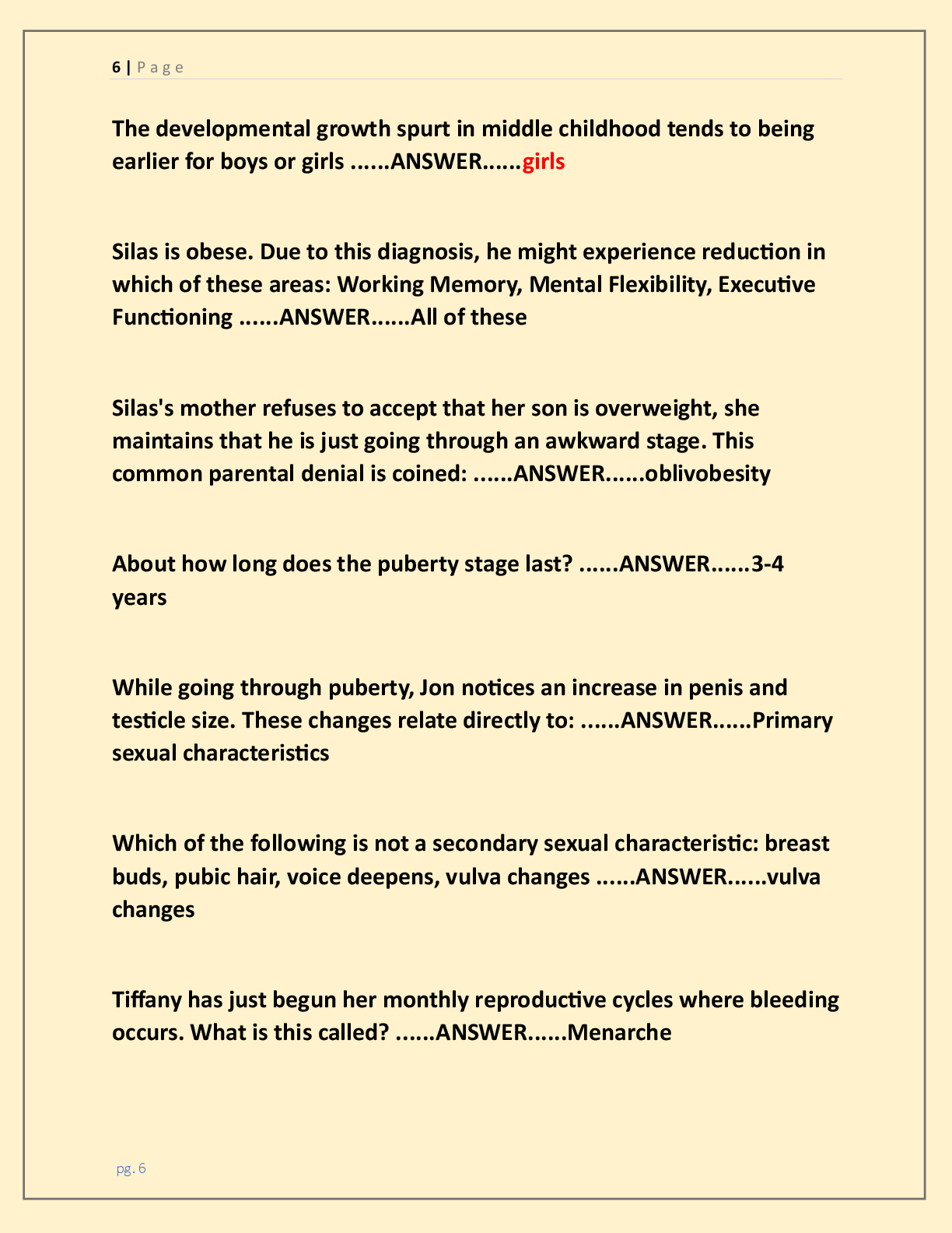 Preview page 6 of WGU D202 Human Growth and Development Exam  Study Guide 2026/2027 Latest Exam Update | Most  Tested Exam Questions with