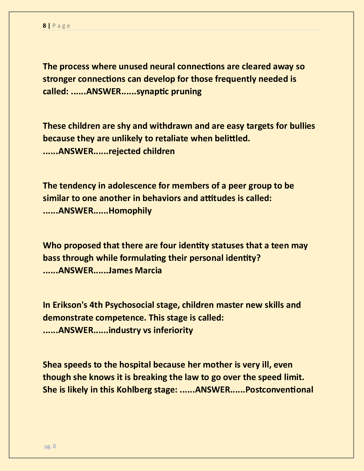Preview page 8 of WGU D202 Human Growth and Development Exam  Study Guide 2026/2027 Latest Exam Update | Most  Tested Exam Questions with