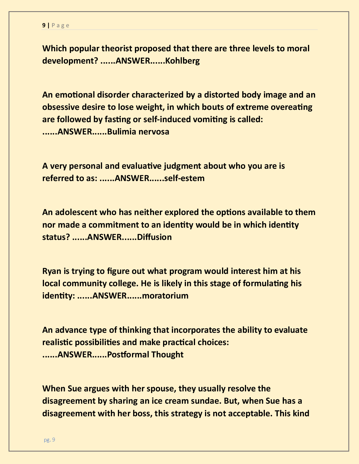 Preview page 9 of WGU D202 Human Growth and Development Exam  Study Guide 2026/2027 Latest Exam Update | Most  Tested Exam Questions with
