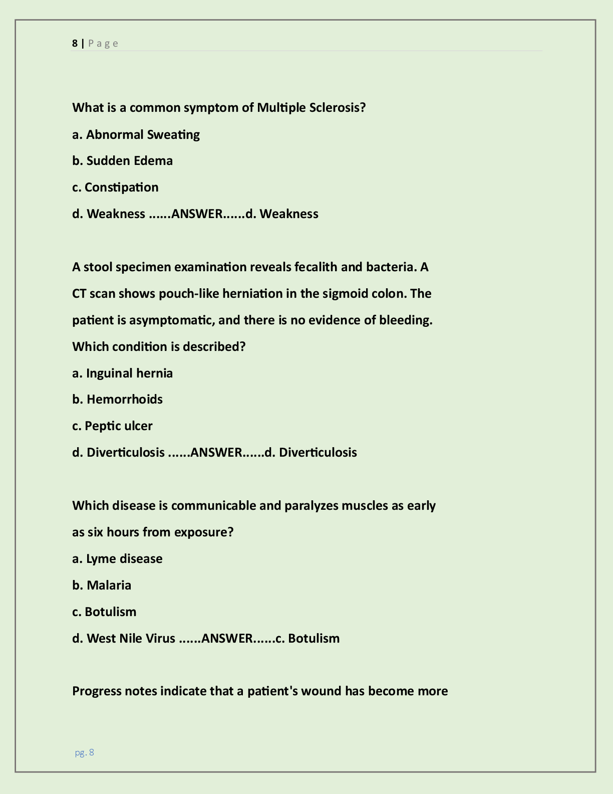 Preview page 8 of WGU D236 OBJECTIVE ASSESSMENT FINAL VERSION 2  /WGU D236 PATHOPHYSIOLOGY OA FINAL EXAM LATEST  2026/2027 ACTUAL EXAM WIT