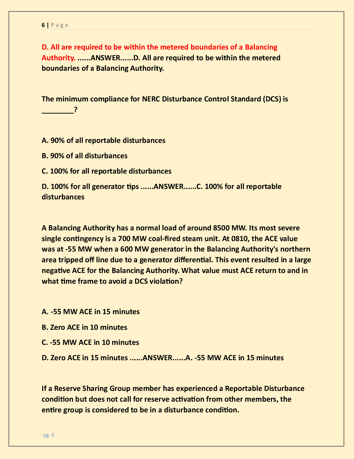 Preview page 3 of NERC RC Exam(Reliability Coordinator) Certification  EXAM LATEST 2026/2027 ACTUAL EXAM WITH  COMPLETE QUESTIONS AND CORR