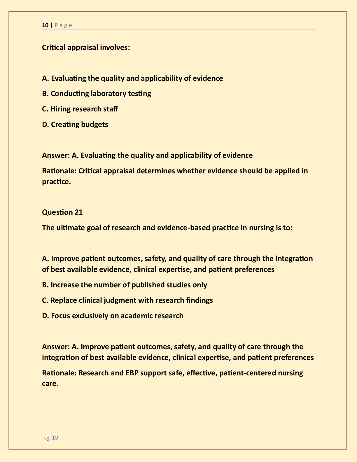 Preview page 5 of NR-559: Research Methods and Evidence-Based Practice  for Professional Nursing Practice Mock Exam LATEST  2026/2027 ACTU