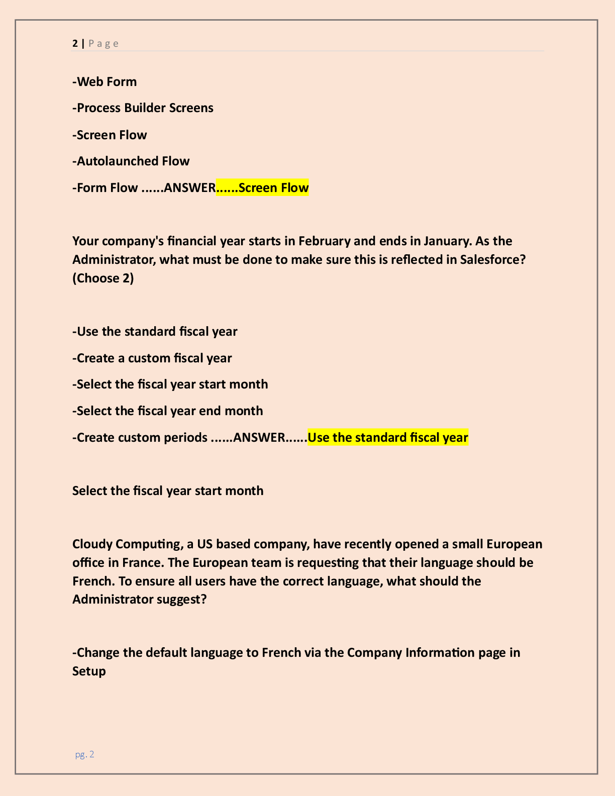 Preview page 2 of Salesforce Administration 201 Certification PRACTICE  Exam (2 VERSIONS) | {LATEST 2026/ 2027 UPDATE}  COMPLETE ACTUAL AN