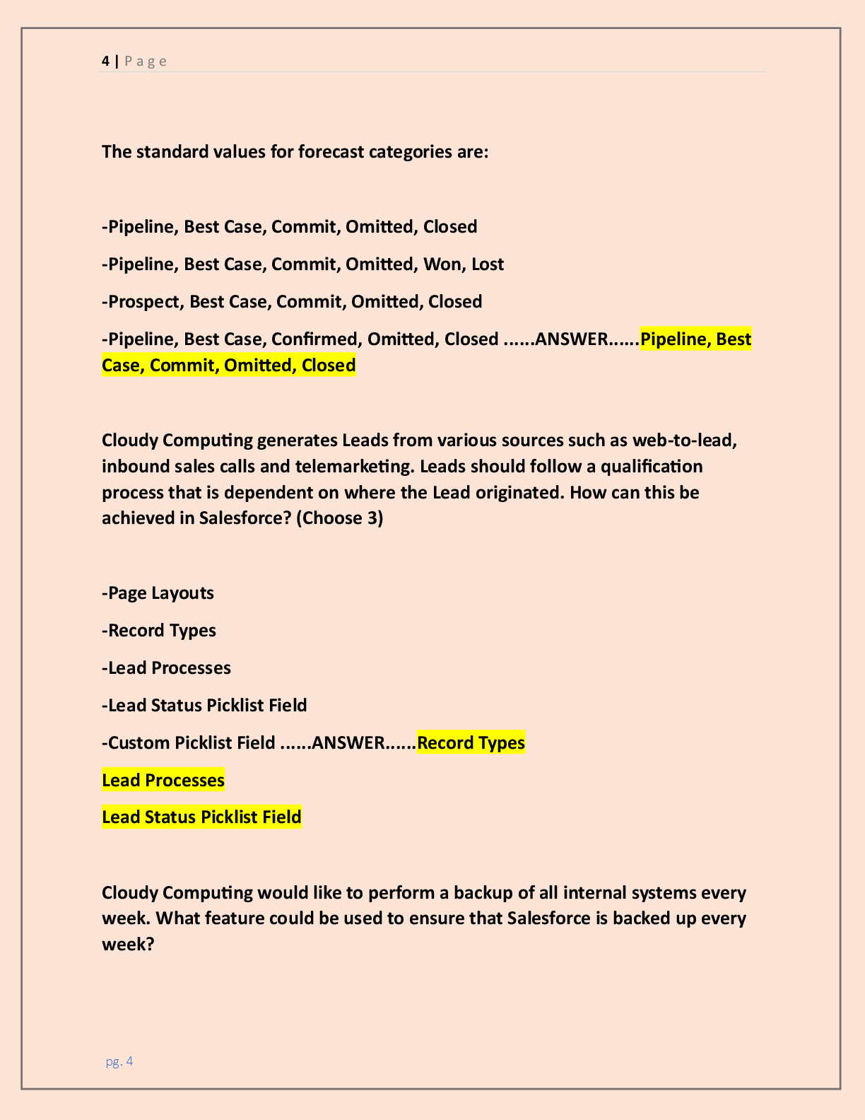Preview page 4 of Salesforce Administration 201 Certification PRACTICE  Exam (2 VERSIONS) | {LATEST 2026/ 2027 UPDATE}  COMPLETE ACTUAL AN