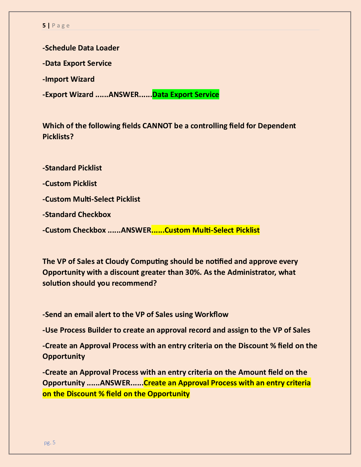 Preview page 5 of Salesforce Administration 201 Certification PRACTICE  Exam (2 VERSIONS) | {LATEST 2026/ 2027 UPDATE}  COMPLETE ACTUAL AN