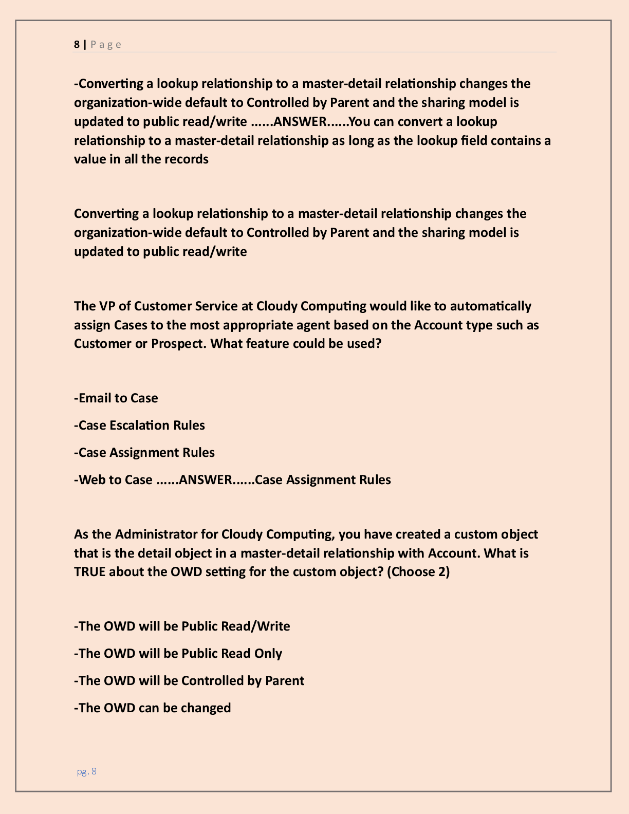 Preview page 7 of Salesforce Administration 201 Certification PRACTICE  Exam (2 VERSIONS) | {LATEST 2026/ 2027 UPDATE}  COMPLETE ACTUAL AN