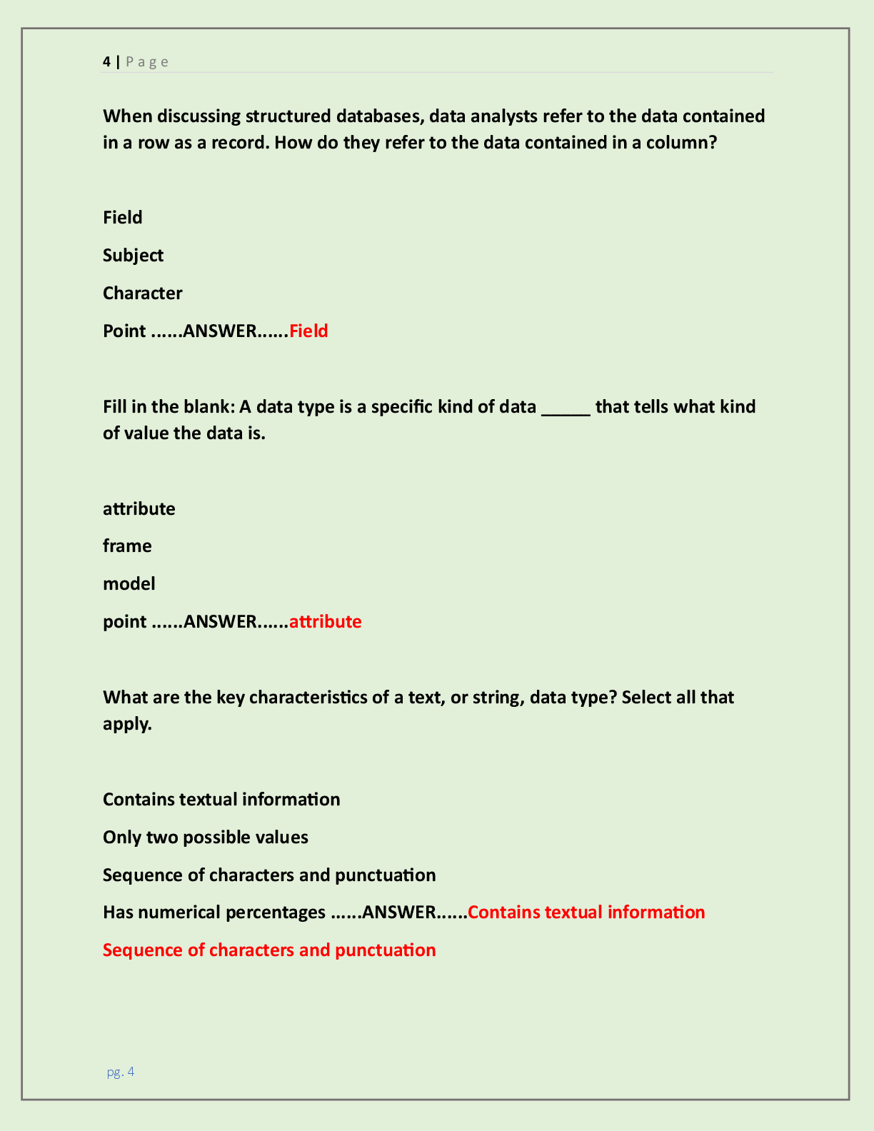 Preview page 4 of WGU D467 - Exploring Data EXAM | OBJECTIVE  ASSESSMENT | {LATEST 2026/ 2027 UPDATE} COMPLETE  ACTUAL AND AUTHENTIC EXAM