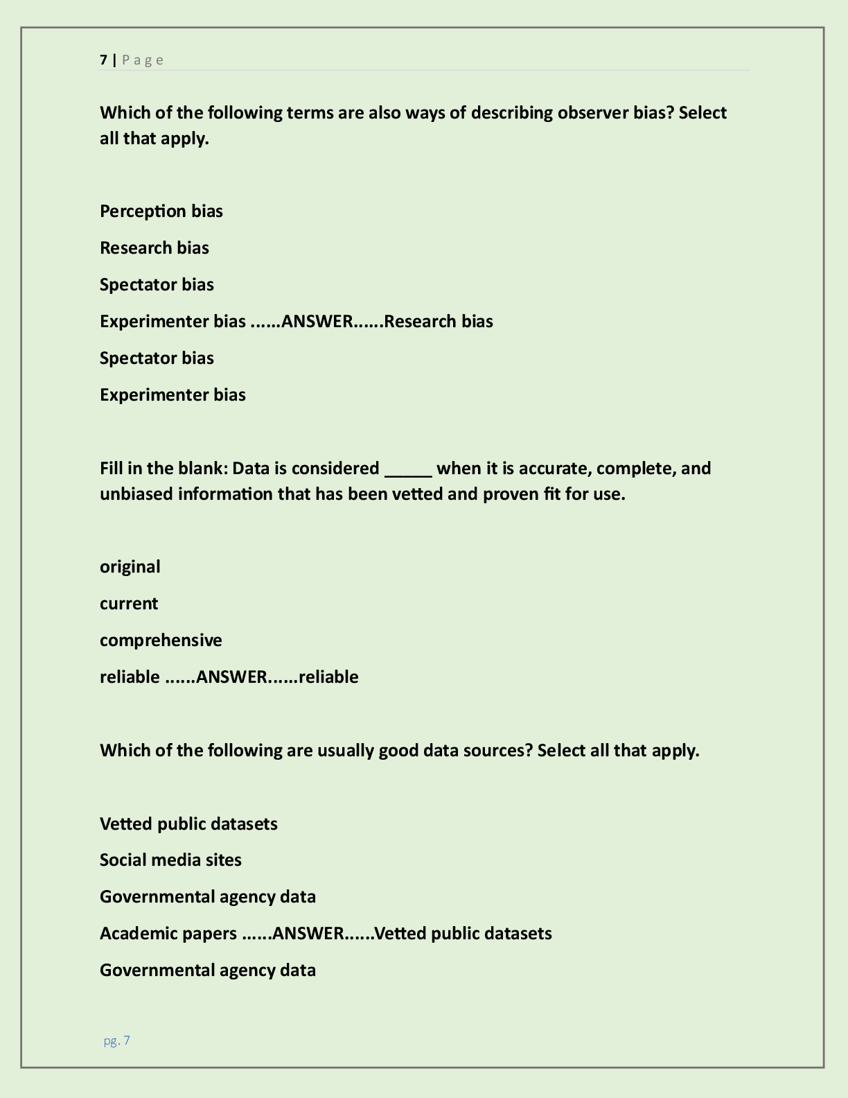 Preview page 7 of WGU D467 - Exploring Data EXAM | OBJECTIVE  ASSESSMENT | {LATEST 2026/ 2027 UPDATE} COMPLETE  ACTUAL AND AUTHENTIC EXAM