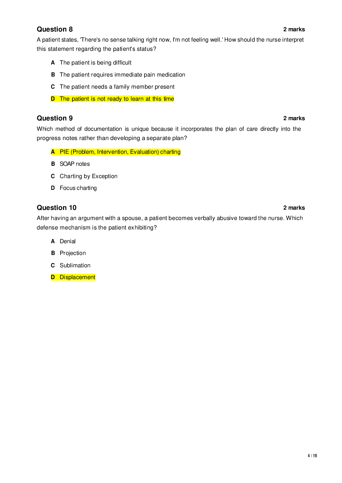 Preview page 3 of Nursing 101 Midterm Examination 2026  Bunker Hill Community College