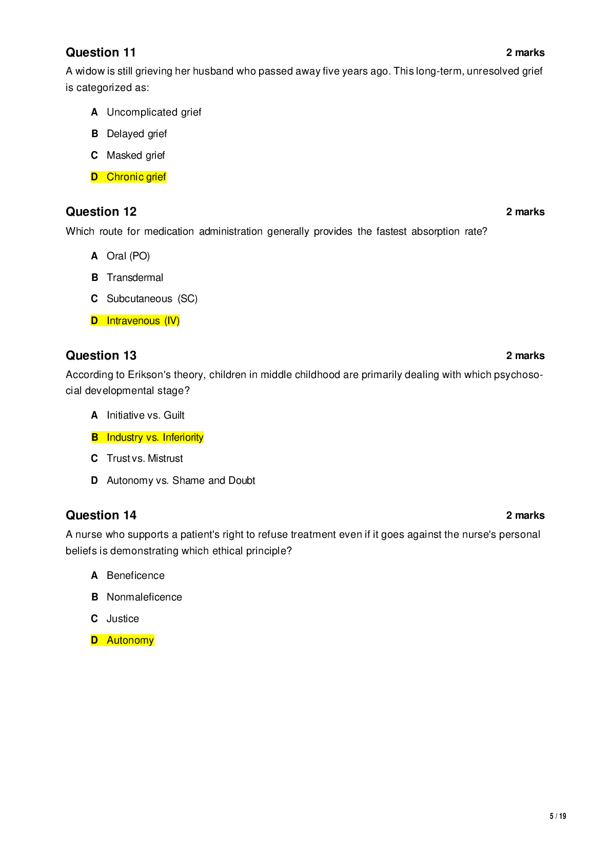 Preview page 4 of Nursing 101 Midterm Examination 2026  Bunker Hill Community College