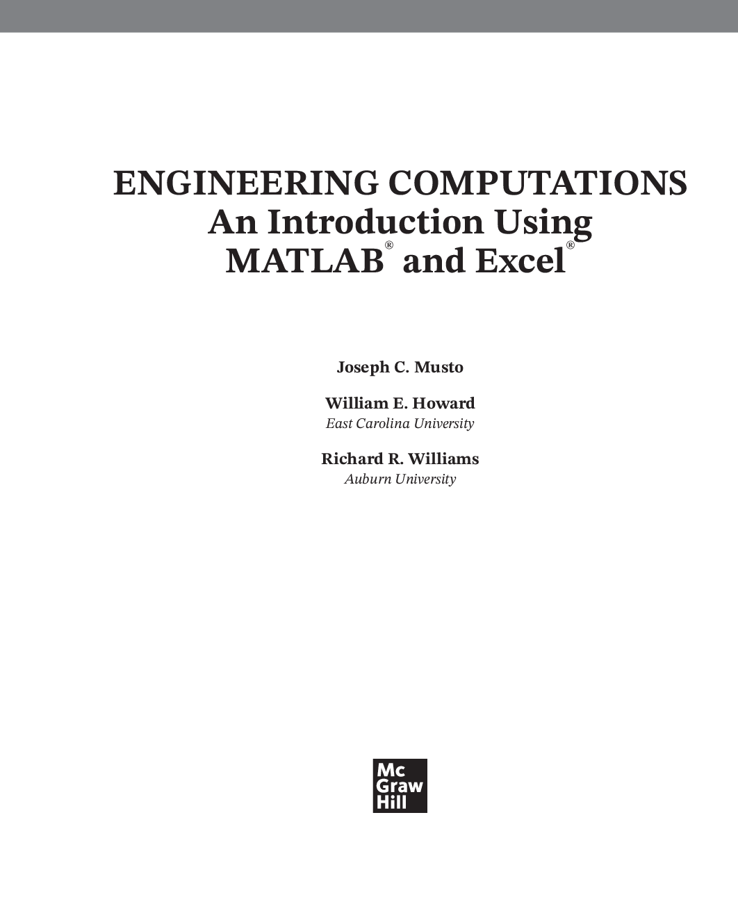 Preview page 2 of eBook [PDF] Engineering Computation An Introduction Using MATLAB and Excel 2026 Release (ISE) By Joseph Musto, William E