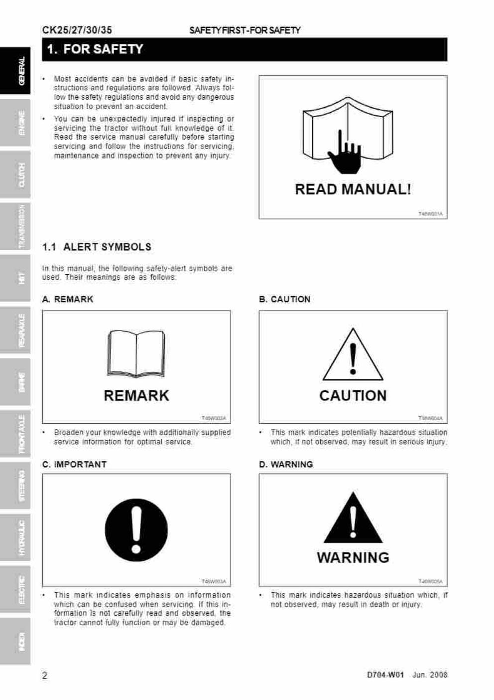 Preview page 5 of Kioti CK25 CK27 CK30 CK35 workshop manual
