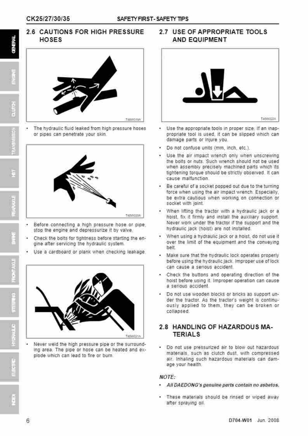 Preview page 9 of Kioti CK25 CK27 CK30 CK35 workshop manual