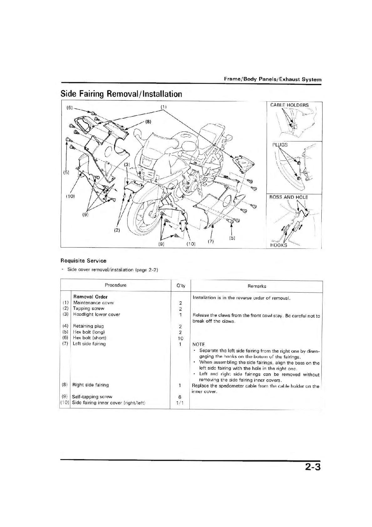 Preview page 5 of Honda CBR 600F2 Service Manual 1991-1994