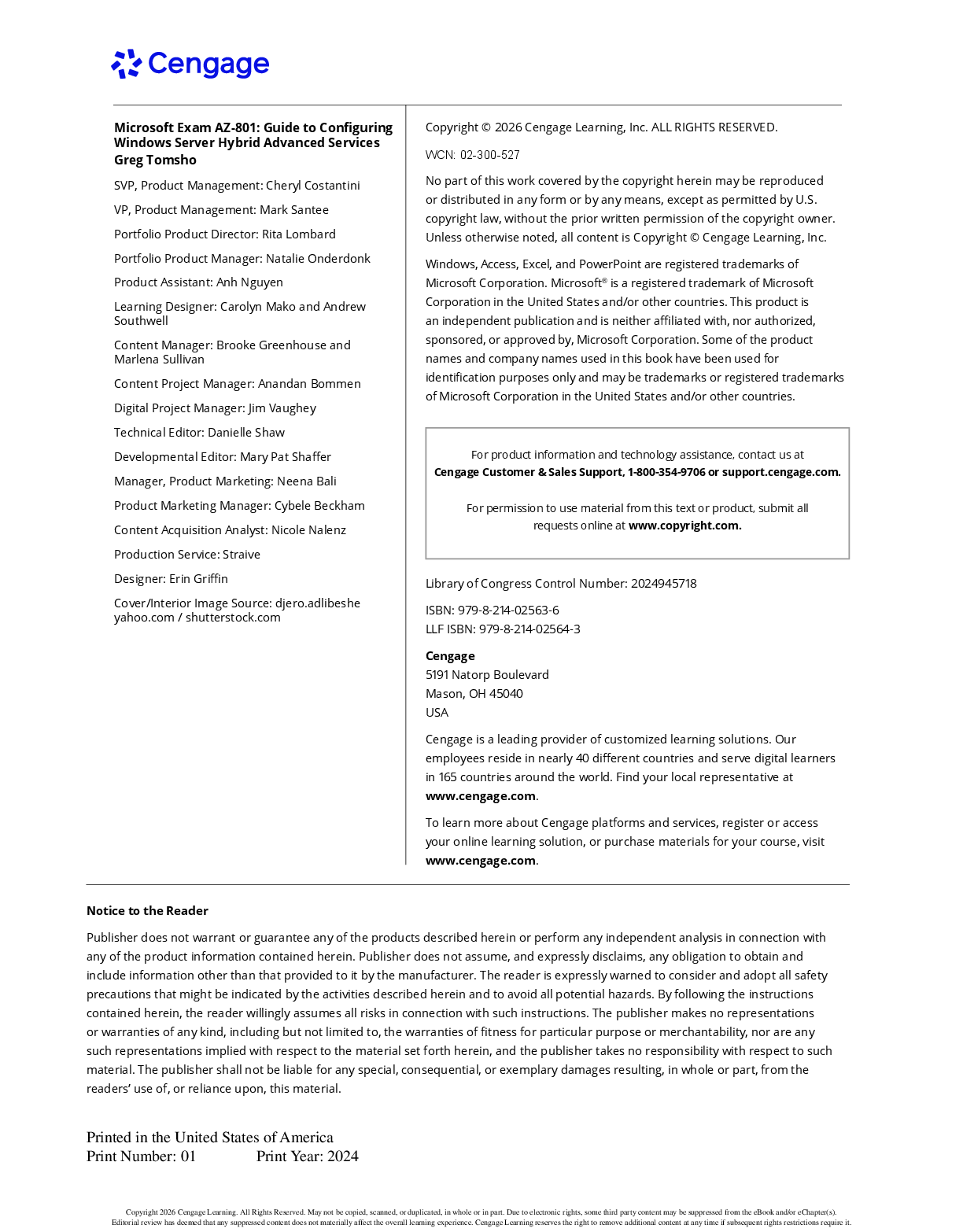 Preview page 2 of Microsoft Exam AZ-801 Guide to Configuring Windows Server Hybrid Advanced Services By Greg Tomsho